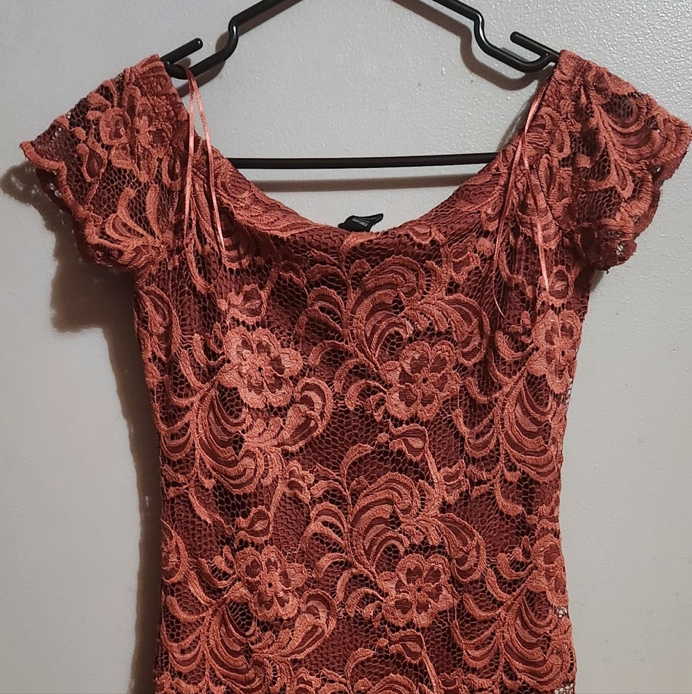 Elegant Lace Off The Sholder Mini Dress in Burgendy